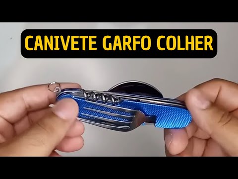 Canivete multifuncional com garfo e colher para camping