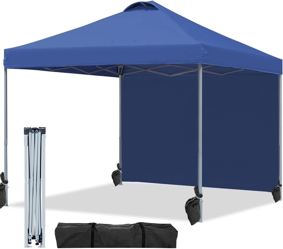 Tenda gazebo JOYFOX de 3x3 metros na cor azul marinho com parede lateral