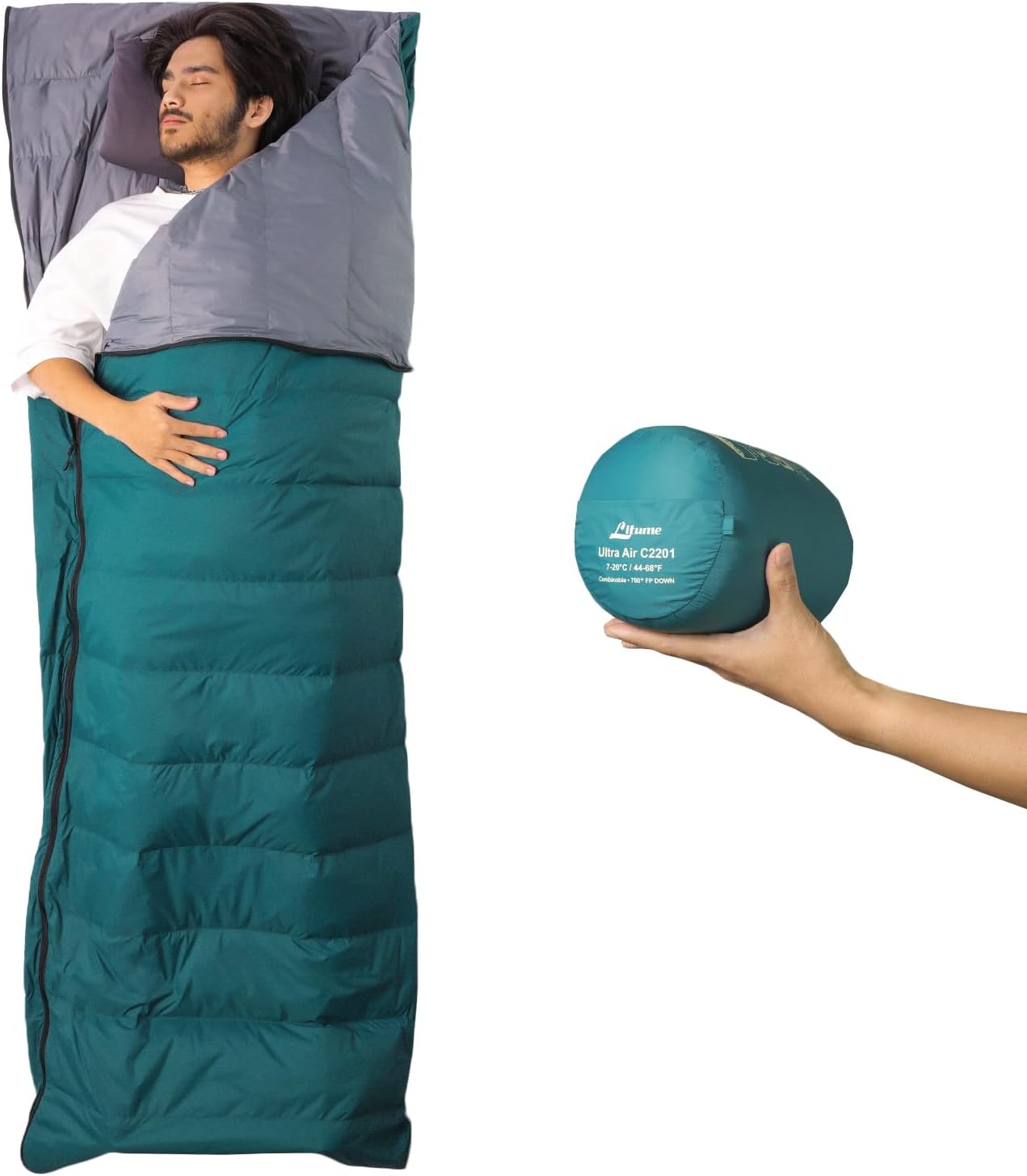 Saco de dormir Litume de pluma 700 fill compacto ultraleve